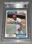 1974 Topps #350 Bob Gibson Signed Vintage Baseball Card Cardinals Auto BAS & BGS