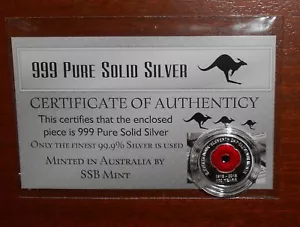 2018 Red Poppy Pure Solid Silver Coin COA LTD to only 2,500 world wide - Picture 1 of 12