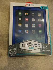 Griffin Survivor Slim Protective Case Plus Stand for iPad - Black/Blue - Picture 1 of 8