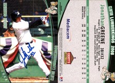 Jonathan Greene Signed 2008 Grandstand Clinton LumberKings RC Card Auto AU