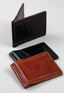 Personalized Leather Slim Bifold Money Clip Wallet Front Pocket Card Holder - Picture 1 of 20