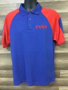 Chicago Cubs Short Sleeve Polo Shirt Size Medium Genuine Merchandise Blue Red H2 - Picture 1 of 7