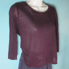 Forever 21 Lightweight Linen Tee Plum Purple Knit Womens Size S Lace Back Panel