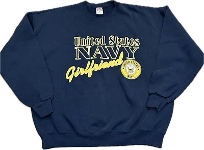 Vintage 90s United States Navy Girlfriend Soffe pullover Crewneck Sweatshirt 2XL Foto 1 de 4