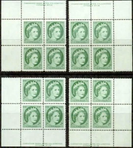 CANADA -1954– QUEEN ELIZABETH II MATCHED SET OF PLATE # 14 BLOCKS -VF** - Picture 1 of 1