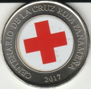 2019 17 Colored coin of Panama / One Balboa "Red Cross Logo" - Picture 1 of 3