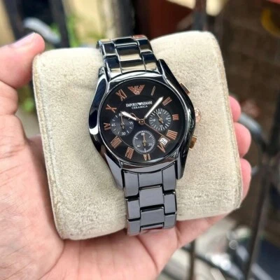 EMPORIO ARMANI WOMENS WATCH CERAMIC BLACK STRAP WITH BLACK DIAL GENUINE AR1411 - Image 1 of 4