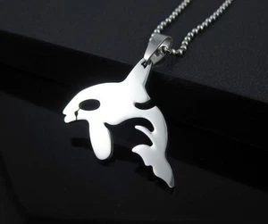 Collar colgante orca asesina ballena de acero inoxidable - Imagen 1 de 2