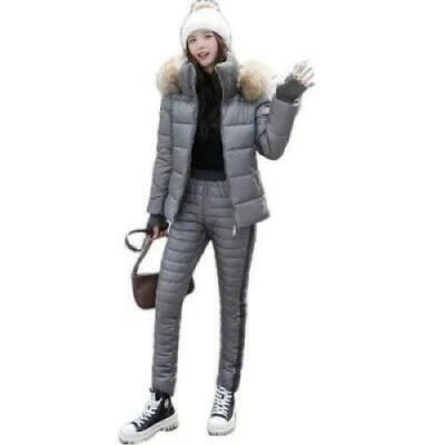 Winter Womens Suit Down Cotton Hooded Jacket Thicken Pants Ski Outdoor Warm 2PCS - Image 1 of 4