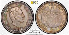 1942 Bogota Colombia 10 Centavos Silver PCGS AU58 Gorgeous Toning           2834