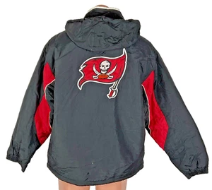 Vtg 90s TAMPA BAY BUCCANEERS BIG LOGO JACKET Puffer NFL MENS M Hooded Spotlight - Picture 1 of 9