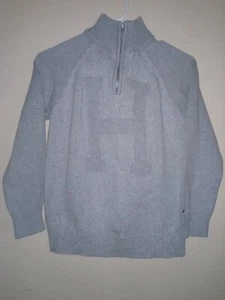 Boys Tommy Hilfiger Big H Gray Long-sleeve Half  Zip Pullover Size:M - Picture 1 of 8