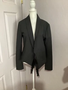 10 Crosby Derek Lam Black Fringe Open Front Blazer Sz 8 - Picture 1 of 8