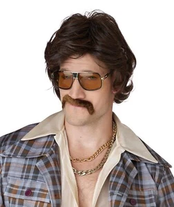 70's Disco Daddy Wig Moustache Fancy Dress Up Halloween Adult Costume Accessory - Picture 1 of 1