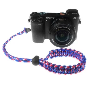 Red/Blue/White Quick Release Braided 550 Paracord Adjustable Camera Wrist Strap - Picture 1 of 5