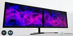 HP LA2306x Dual Monitor Screen Setup 46" 2x23" FULL HD 1920x1080 VGA DVI DP - Picture 1 of 4