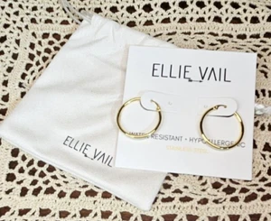 NUEVO Pendientes de aro medianos Ellie Vail Laurette oro acero inoxidable hipoalergénicos - Imagen 1 de 4
