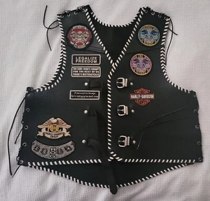 Kazz Mazz Australia Leather Biker Vest IWI Riders Harley Owners Group 2014 - Picture 1 of 9