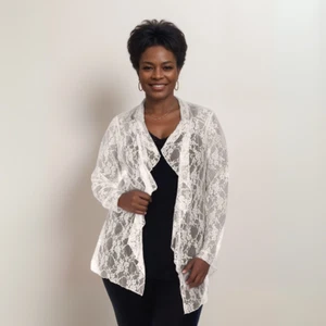 ROCKTHOSECURVES WOMENS JACKET LACE WATERFALL CARDIGAN PARTY EVENING PLUS SIZE - Picture 1 of 52