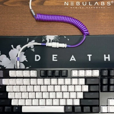 Custom Coiled Aviator Type USB-C Keyboard Cable 4ft GX16 Metal Gaming PC Braided - Image 1 of 4