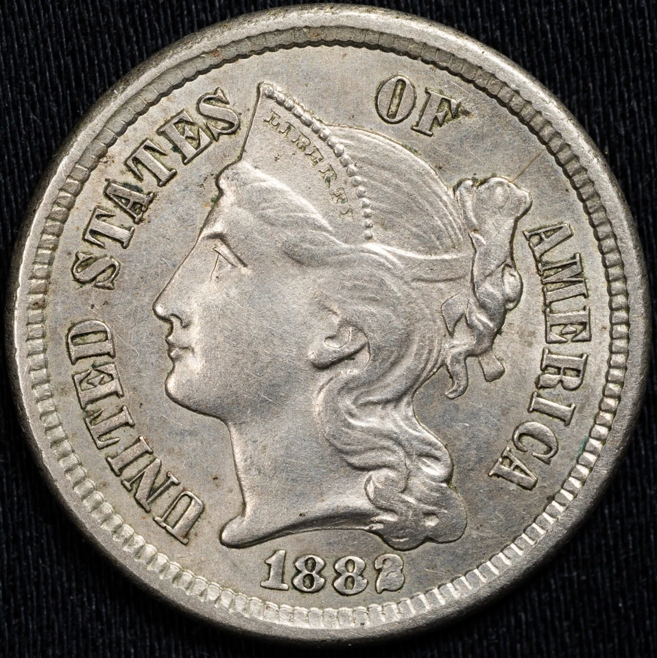 1882 Three Cent Nickel Choice Uncirculated BU++ Original Coin! - Image 1 of 4