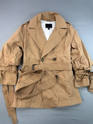 Gabardina Banana Republic para mujer talla pequeña marrón tostado cinturón abrigo guisante Foto 1 de 4