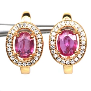 925 Sterling Silber 5 x 7 mm. Ohrringe rosa Rubin & weißer Zirkon Black Friday - Bild 1 von 4