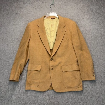 Cricketeer Blazer Mens 44 XL Tan Wool Sport Coat Two Button Jacket Vintage FLAWS - Image 1 of 4