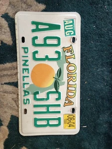 Placa de licencia del estado de Florida A93 SHB Pinellas County 2004 - Imagen 1 de 2