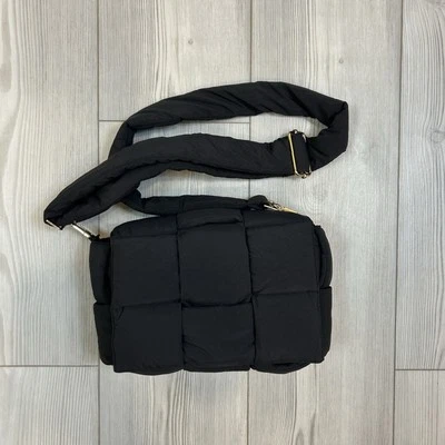 NEW Quilted Puffer Crossbody Purse Bag Lightweight Black Magnetic Flap Closure  - Image 1 of 4