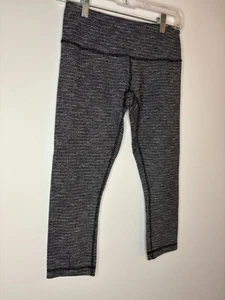 LULULEMON Leggings Womens 8 Black White Stretch Yoga Gym Athletic Athleisure - Picture 1 of 7