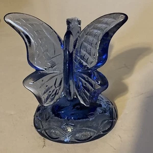 Fenton Glass Colbalt Blue Butterfly on a Branch Ring Holder - Picture 1 of 8