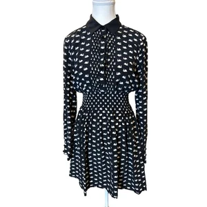 kate spade | Black/White Silkblend Swan Dress | Med - Picture 1 of 14