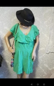 Sommer Anzug Kurz Overall Einteiler von Zara Rückenfrei Grüne Suit Boho Gr 42 - Bild 1 von 9
