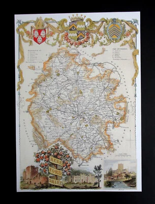 8.80" x 12.50  REPRODUCTION OF  1830  THOMAS MOULE  COUNTY  MAP OF HEREFORDSHIRE - Image 1 of 3