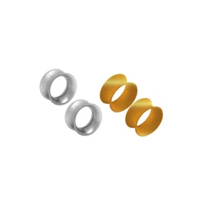 Thin Silicone Ear Plugs Tunnels Ear Earlets metallic Flexible Expander - 2 Pack - Picture 1 of 3