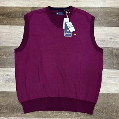Jack Nicklaus Golden Bear Gold Sleeveless Sweater Vest Mens Sz Large Fuchsia NWT - Image 1 of 4