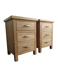 Matching Pair Regal Light Oak Bedside Cabinets / Solid Wood Bedroom Lamp Tables  - Picture 1 of 9