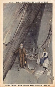 Postal NC: Exploring Bat Cave, Carolina del Norte, lino vintage sin publicar - Imagen 1 de 2