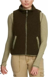 Nwt Bass Outdoor Womens Sherpa Reversible Vest Sleeveless Green/Brown Size LG - Picture 1 of 10