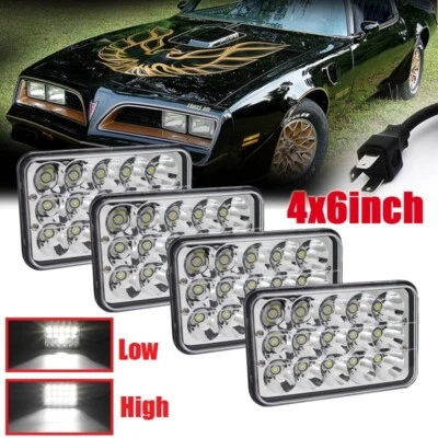 BRAVEWAY For 77-81 FIREBIRD TRANS AM LED HEADLIGHT 4x6" HIGH LOW SEALED HEADLAMP