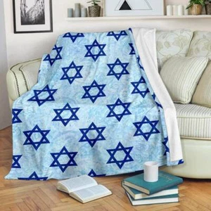 Star of David Blanket Throw Fleece Cozy Couch Sofa Plush Bedding Jewish Gift - Picture 1 of 6