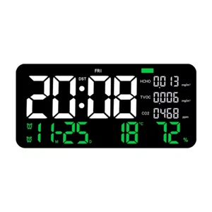 LED Digital Wall Clock Formaldehyde/Co2/Tvoc Display Smoke Recognition Countdown - Picture 1 of 12