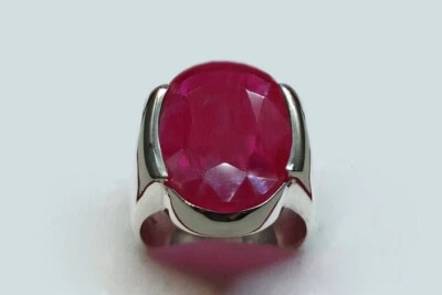 Solid 925 Sterling Silver Natural Ruby Corundum Cut Gemstone Official Mens Ring - Image 1 of 4