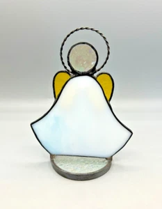 Vintage Lead Stained Glass Yellow & White 5" Angel Figurine - Picture 1 of 8