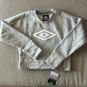 NEW Umbro Girls Gray Front Zipper Logo Crewneck Sweatshirt Size XS (4/5) NWT - Picture 1 of 10