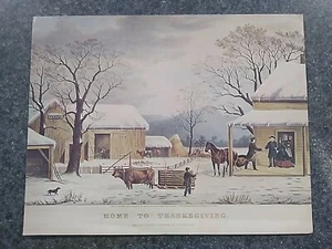 HOME TO THANKSGIVING VINTAGE ART PRINT BY CURRIER & IVES - Picture 1 of 4