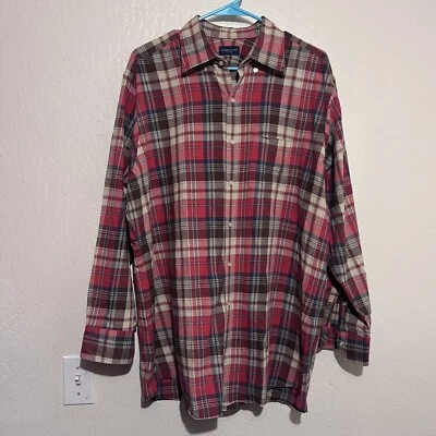 Camisa de tela adecuada para hombre XL roja azul a cuadros informal con botones Foto 1 de 4