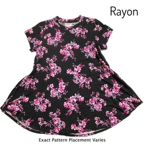 2XL ERIKA LuLaRoe ~ ROSA MOTIVO FLOREALE su nero ~ swing top; taglie 20-22; nuovo con etichette - Foto 1 di 2