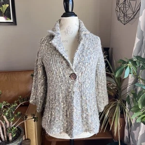 Alpaca Mohair Nubby Cardigan Y2K Boho Cottagecore Grannycore Medium - Picture 1 of 7
